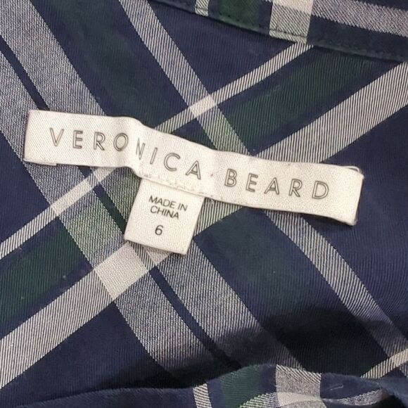 Veronica Beard Blouse Womens 6 Blue & Green Plaid Button Up Shirt - Picture 7 of 11